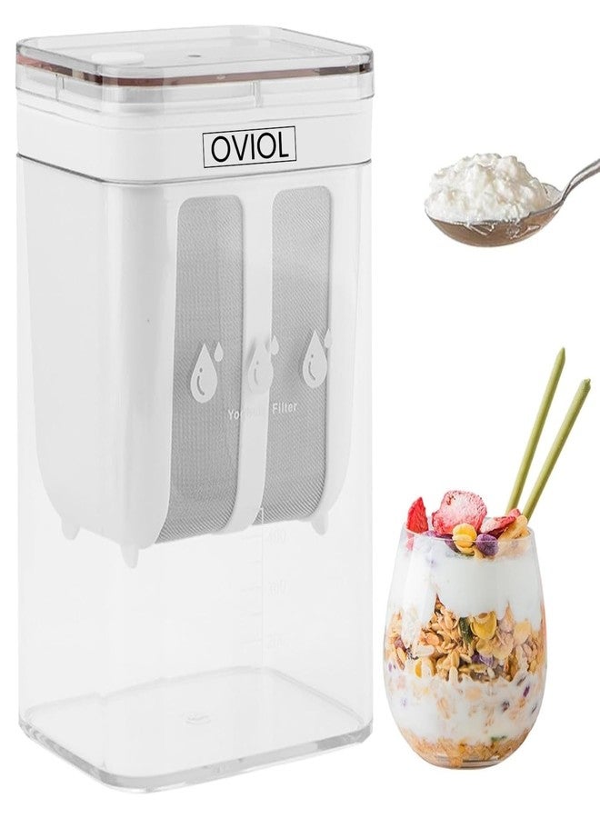 OVIOL Greek Yogurt & Hung Curd Maker 1100ml Fine Mesh Strainer with Lid Multifunctional Yoghurt Filter Curd Maker for Home Whey Separator Perfect for Homemade Yogurt BPA-Free (Transparent) - Image 1